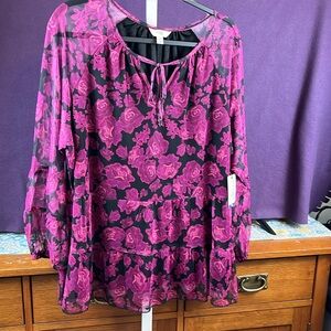 NWT Terra‎ and Sky long sleeve blouse